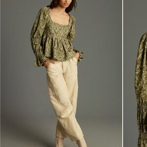 Pilcro Long-Sleeve Corduroy Babydoll Top